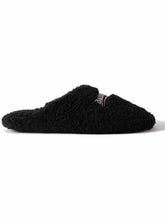 Embroidered Faux Shearling Mules
